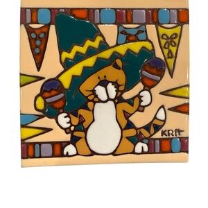 Earthtones “Southwestern Cat” Colorful Ceramic Tile
